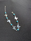Pulsera Mariposas plata con puntos azules